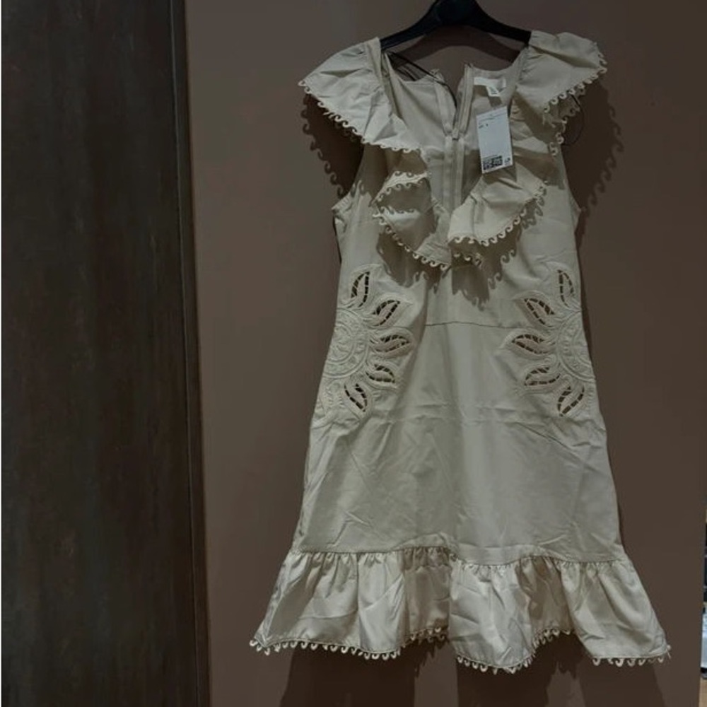 H&M Cream Ruffle Mini Dress
